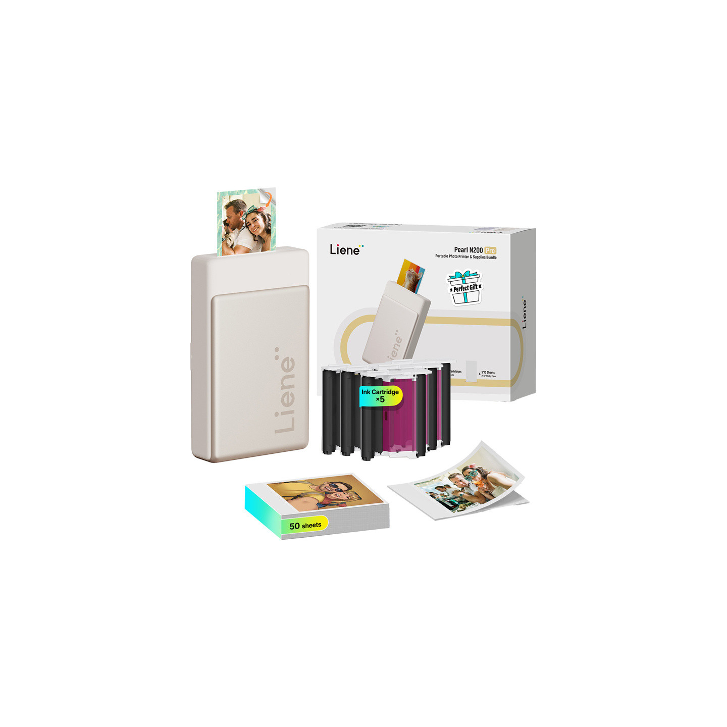 Liene Pearl N200 Pro 2x3" Portable Photo Printer Kit (Gold)