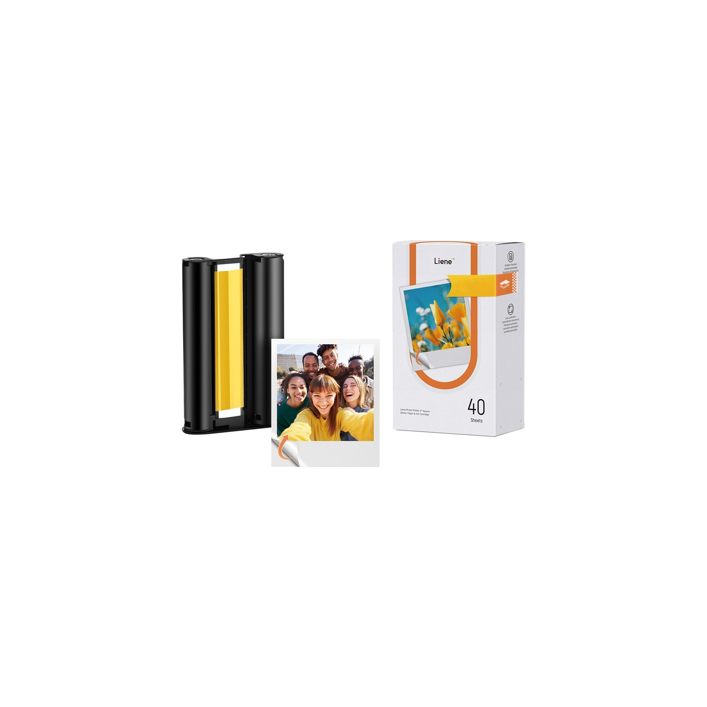 Liene Amber 3x3" Self-Adhesive Photo Paper, 40 Sheets + 1 Refill