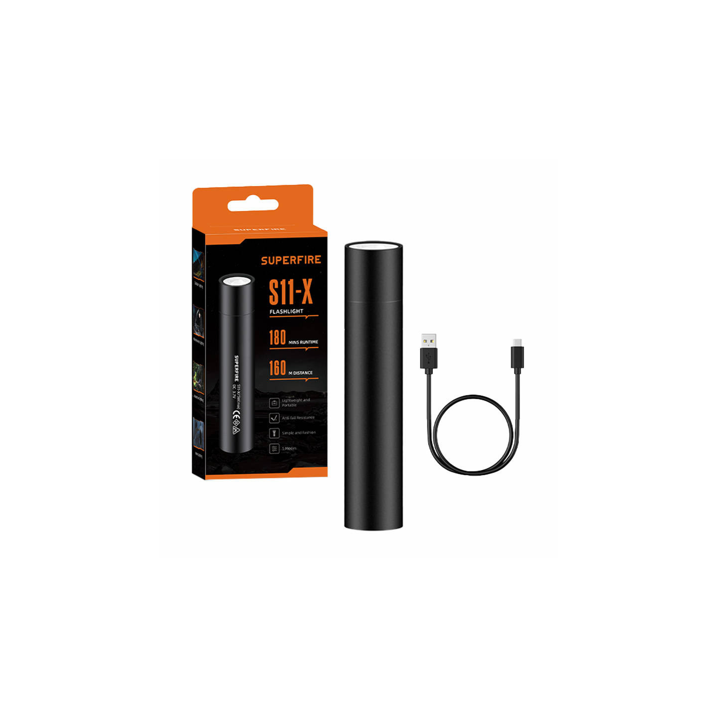 Superfire S11-X flashlight, 700 lm, USB, 5 modes