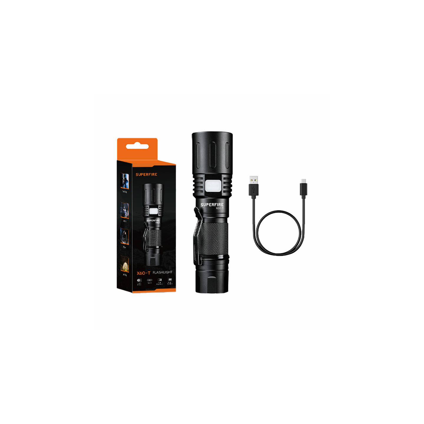 Flashlight Superfire X60-T, 1500lm, USB
