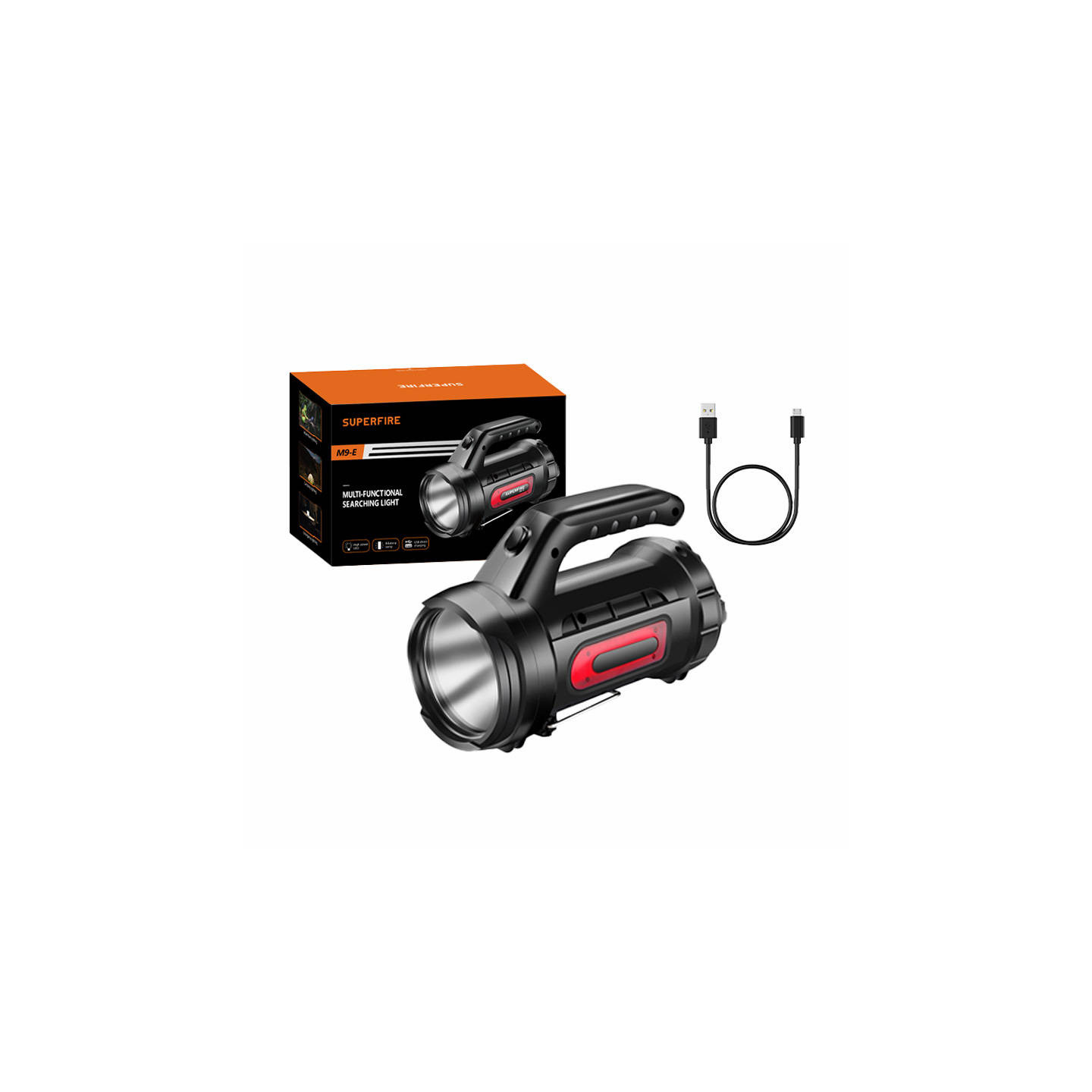 Superfire M9-E searchlight - 900 lm, 473 m, 6000 mAh, 5h operation, powerbank