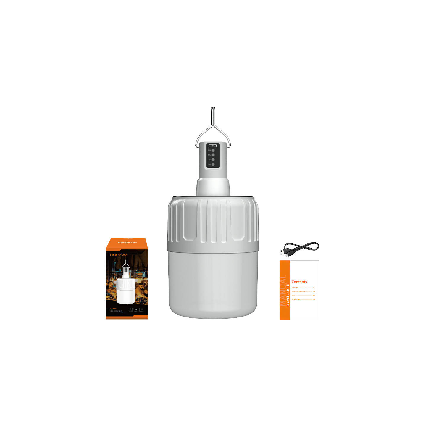 Superfire T26-S camping lamp, 500 lm, solar, 18W, 3 modes