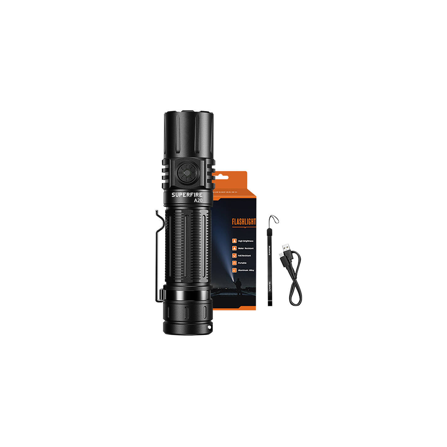 Superfire A20 flashlight, 1700 lm, 300 m, 5 modes