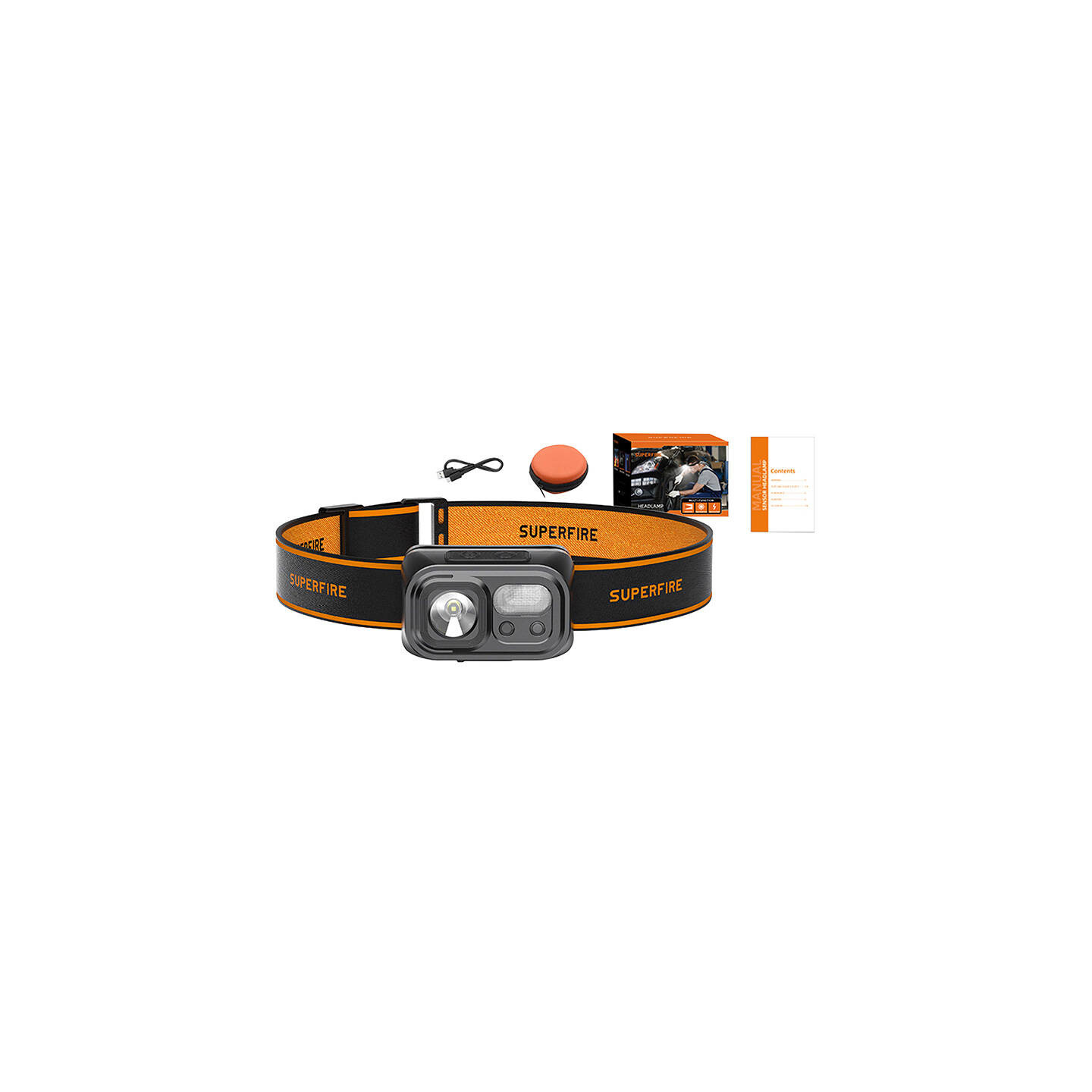 Superfire HL23-S headlamp flashlight, 350lm, USB-C