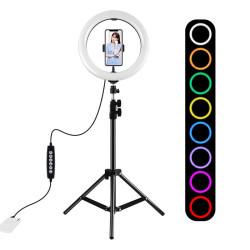 View product Puluz 1.1m tripod with RGBW LED lighting 26cm vlog / stream / smartphone PKT3044