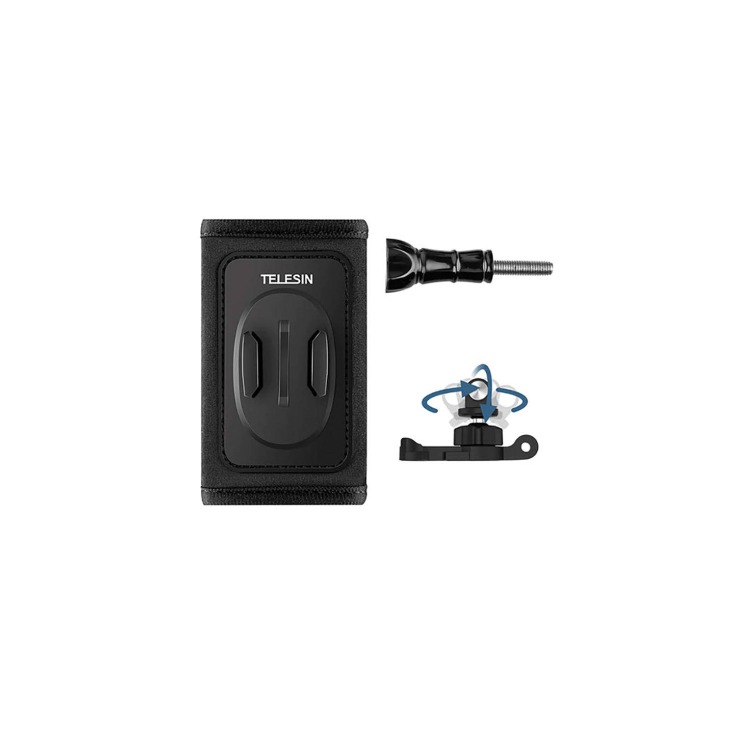 Telesin backpack strap mount with 360° J-hook mount for GoPro/Osmo Action (GP-BPM-005)