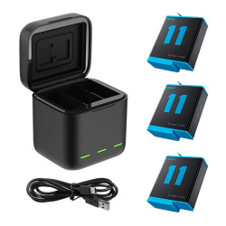 View product Telesin 3-slot charger Box + 3 batteries for GoPro Hero 12 / 11 / 10 / 9