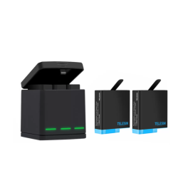 View product Telesin Box three-channel charger for GoPro Hero 5/6/7/8 + 2 batteries (GP-BNC-801)