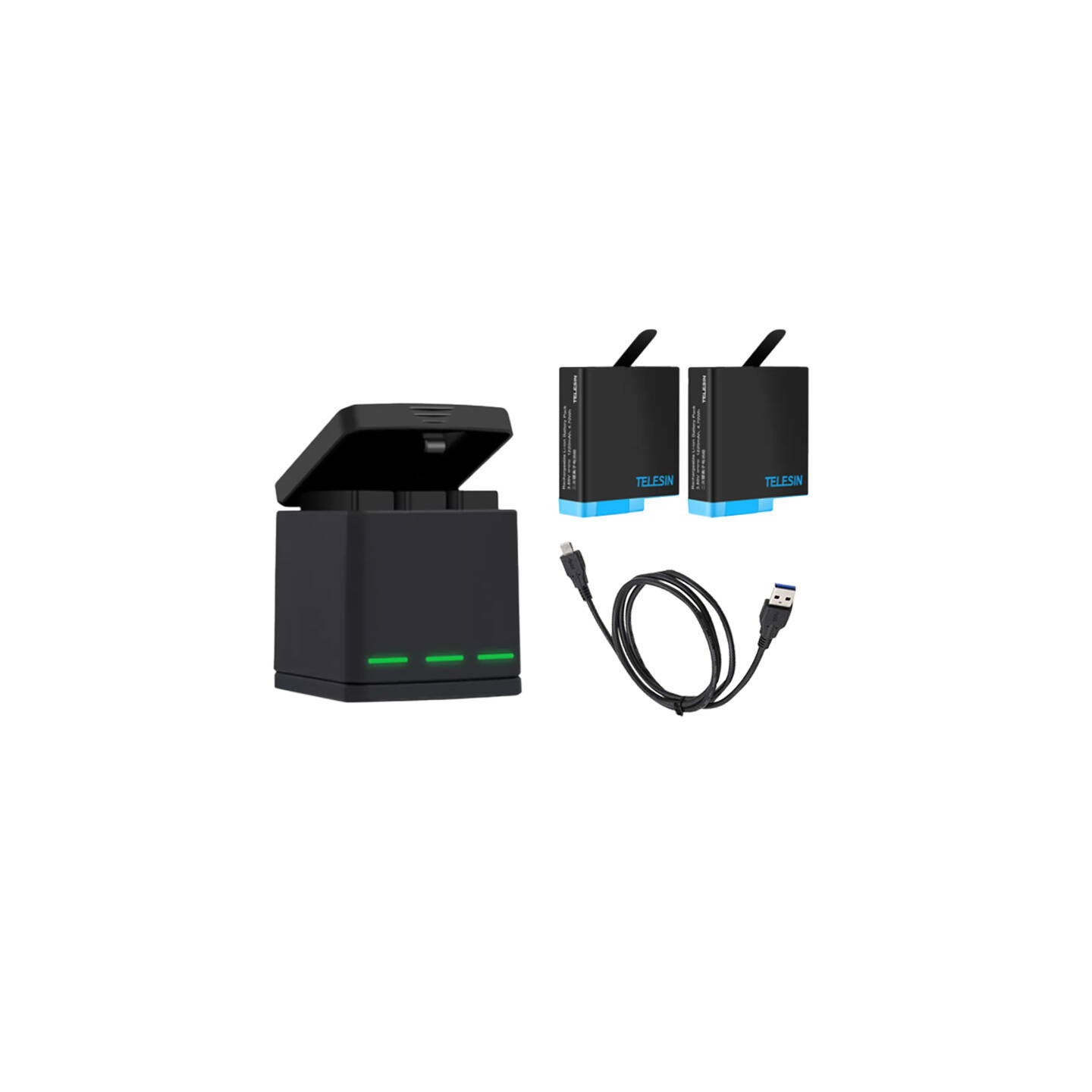 Telesin Box three-channel charger for GoPro Hero 5/6/7/8 + 2 batteries (GP-BNC-801)