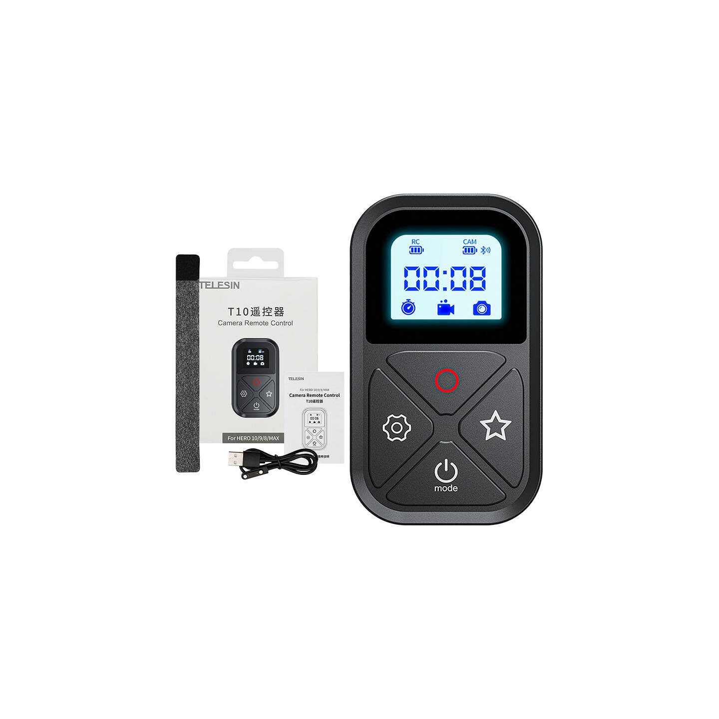 Telesin remote control for GoPro Hero 13 / 12 / 11 / 10 / 9 / 8 / MAX (GP-RMT-T10)