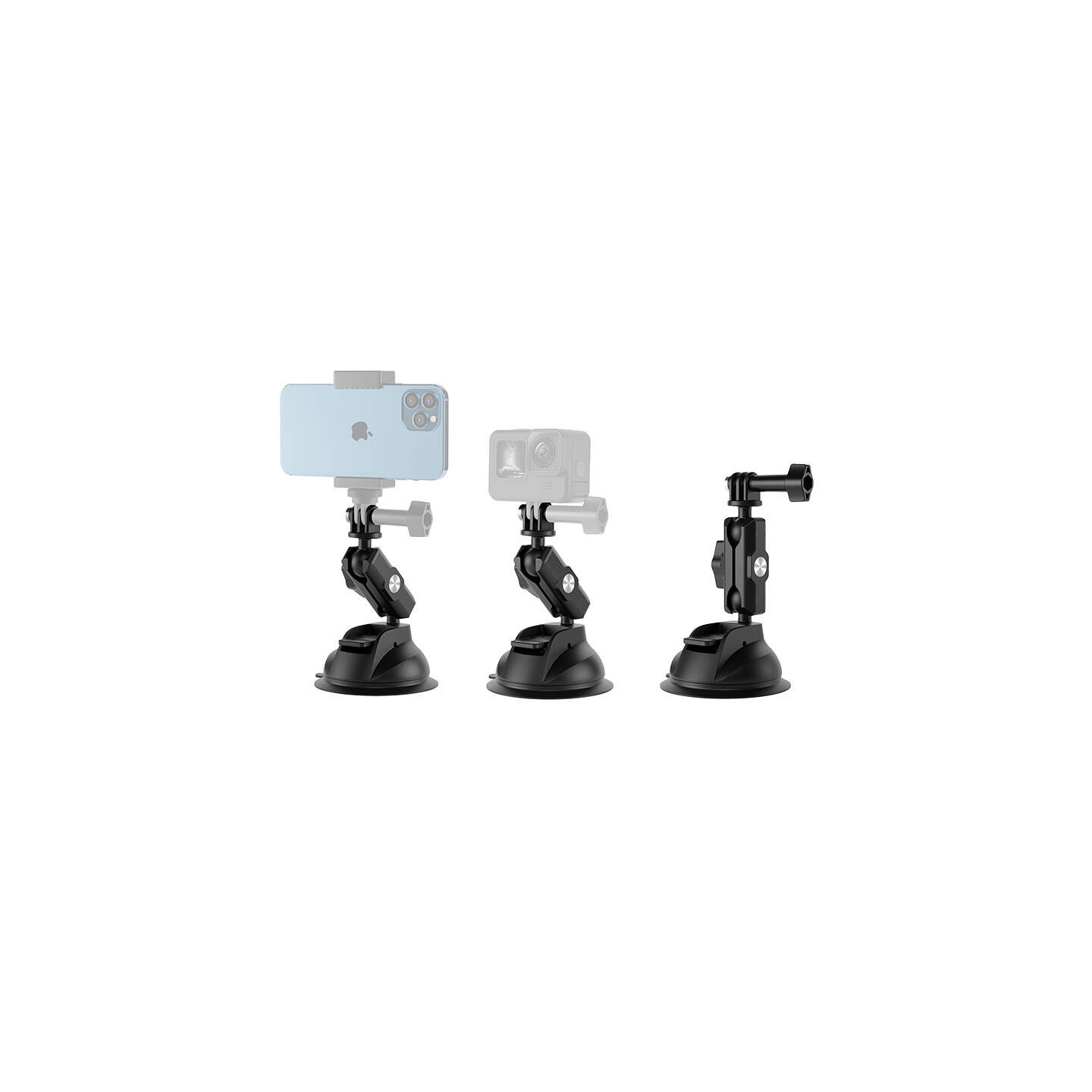 TELESIN Universal Suction Cup Holder with phone holder and action camera mounting TE-SUC-012