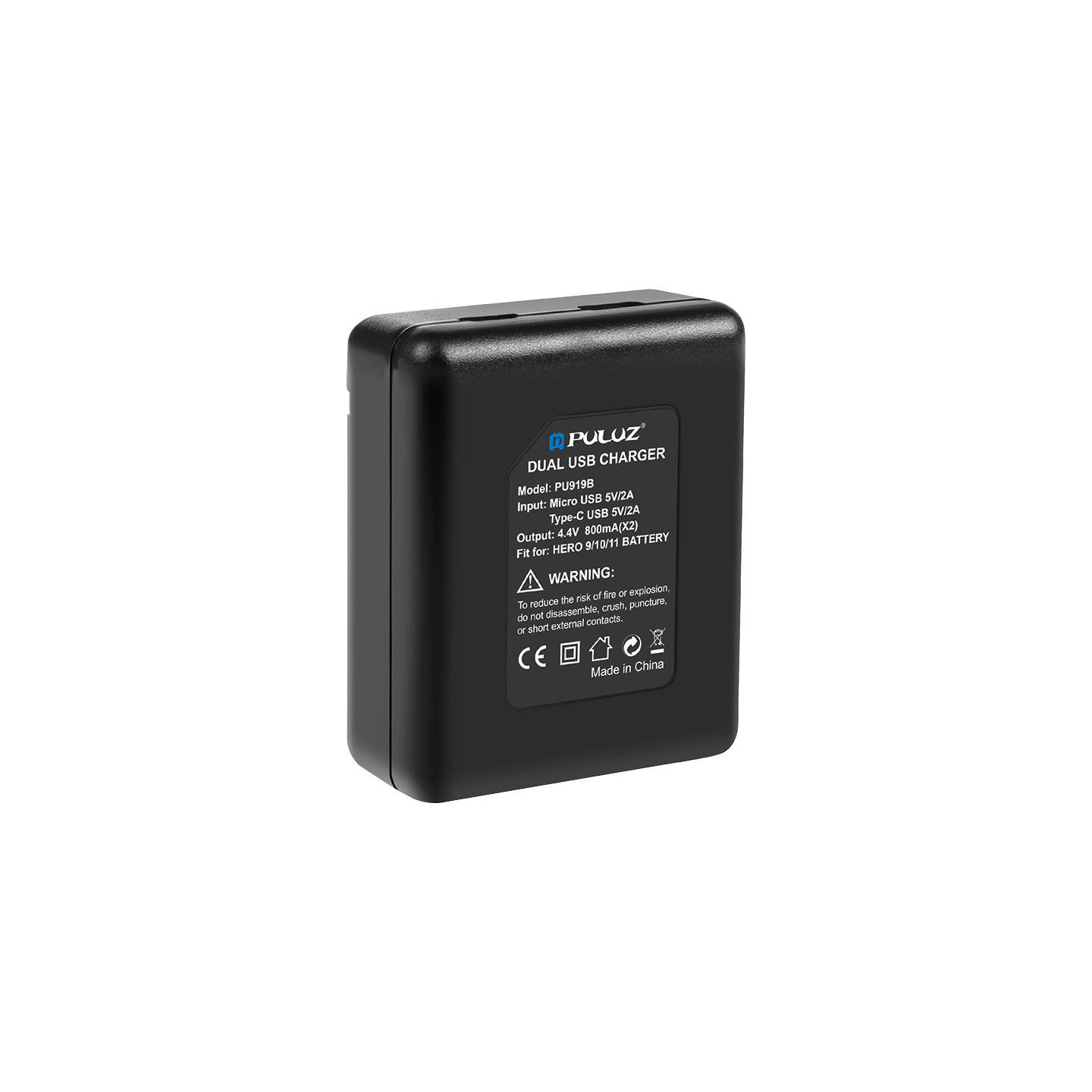 2-slot charger Puluz PU919B for GoPro Hero 9/10/11/12