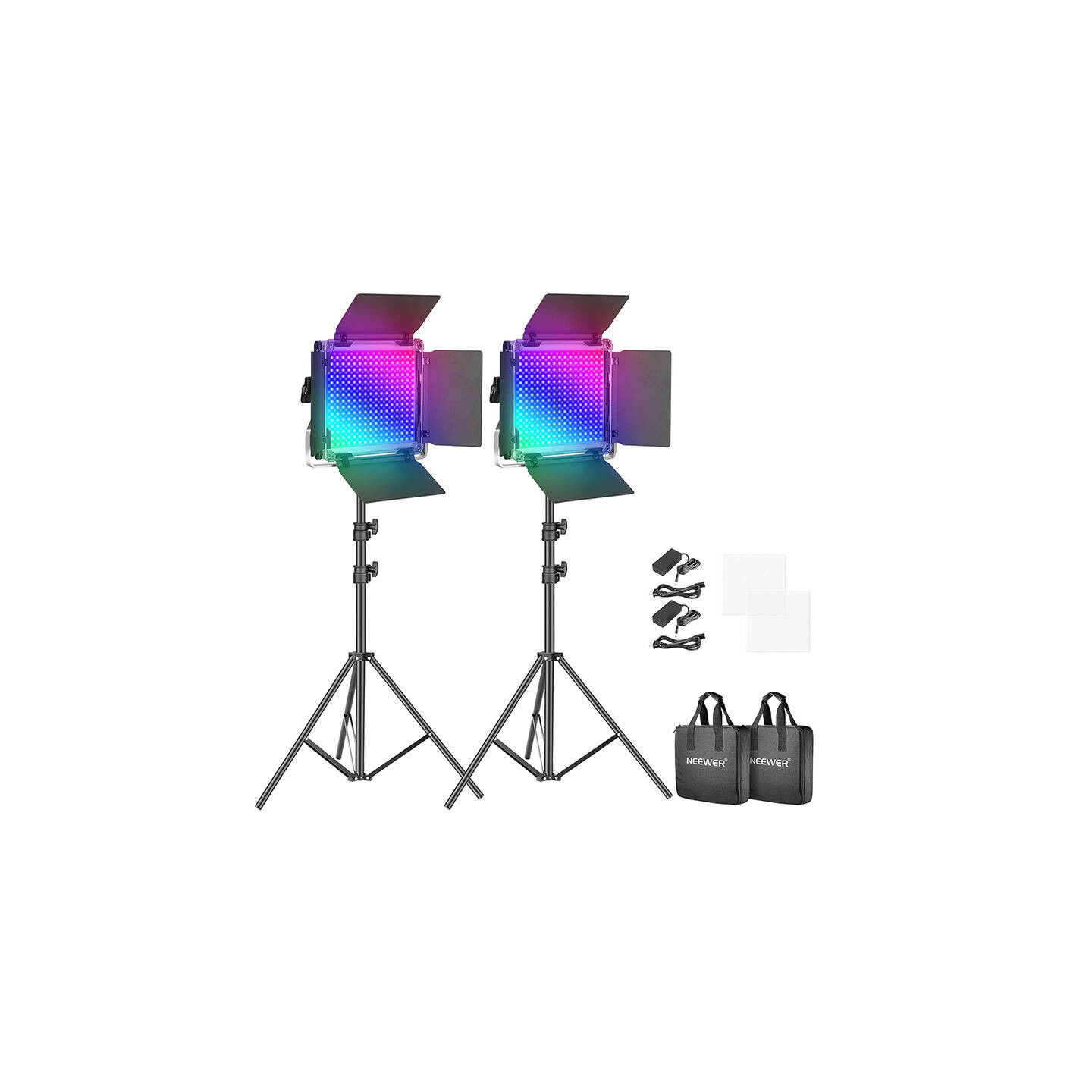 Neewer 660 PRO RGB LED studio set, two 50W 3200-5600K lamps + tripods + gates