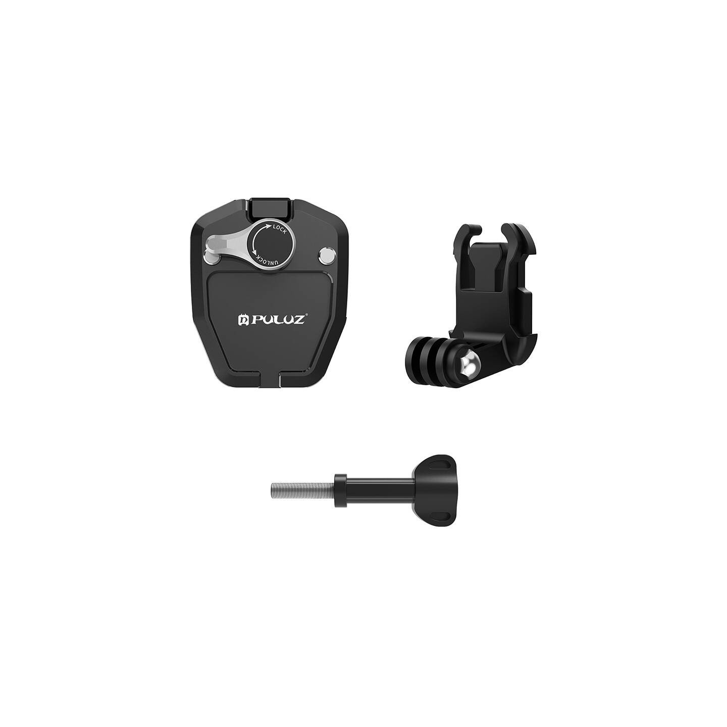 PULUZ motorcycle windshield clip for sports cameras (DJI Osmo Action 4, GoPro Hero 12, Insta360 Ace Pro / X4)(black)
