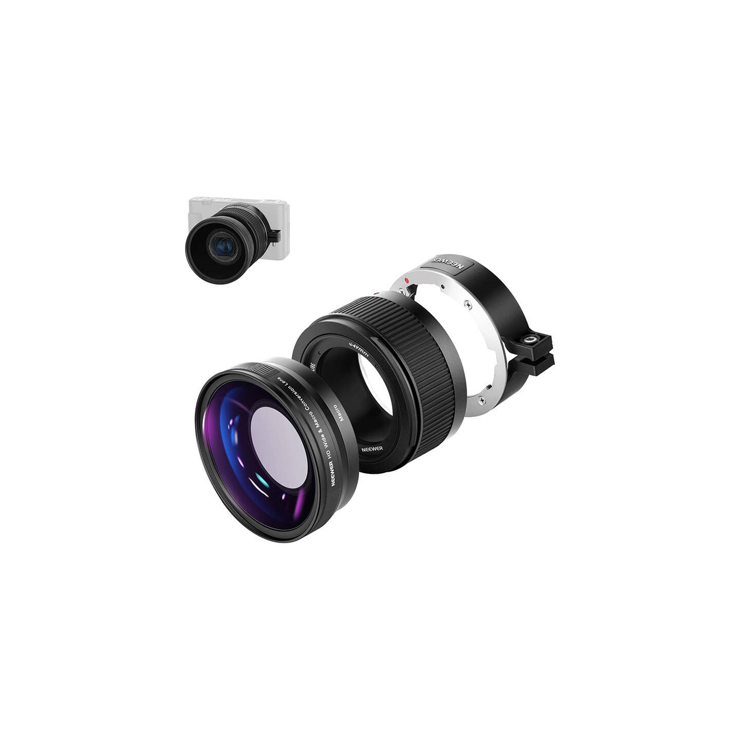 Neewer wide angle lens for Sony ZV1 (black)
