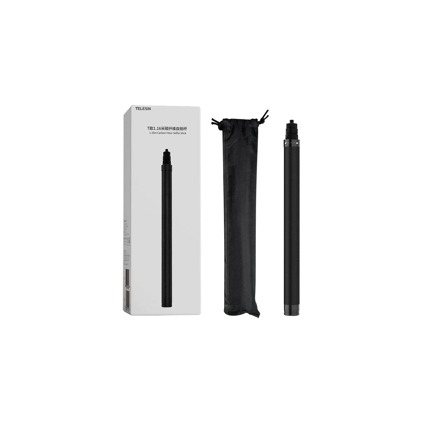 1.16m long Telesin carbon fiber selfie stick for sports cameras