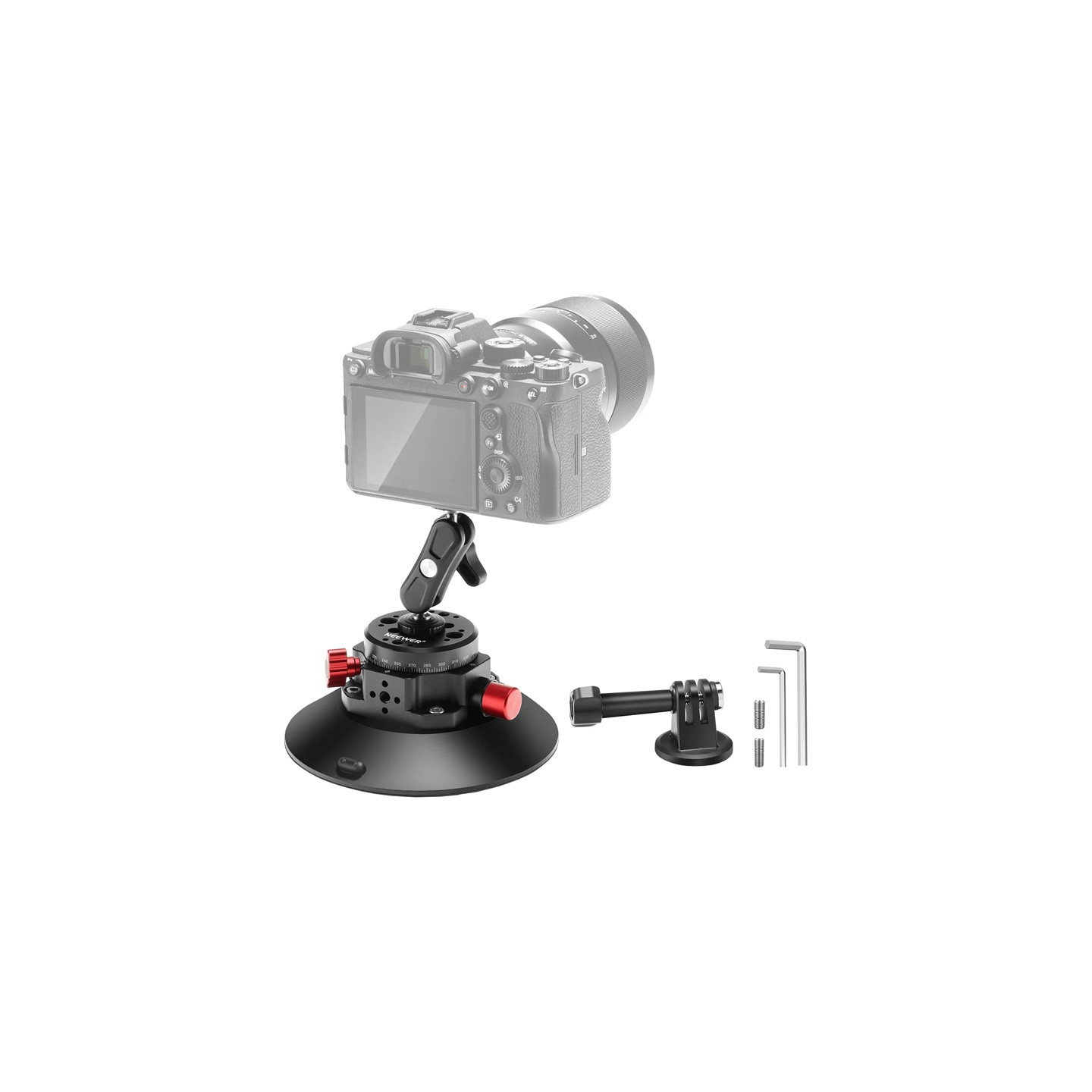 Mount with suction cup 1/4 inch Neewer CA013 for sports cameras (DJI Action, GoPro, Insta360)