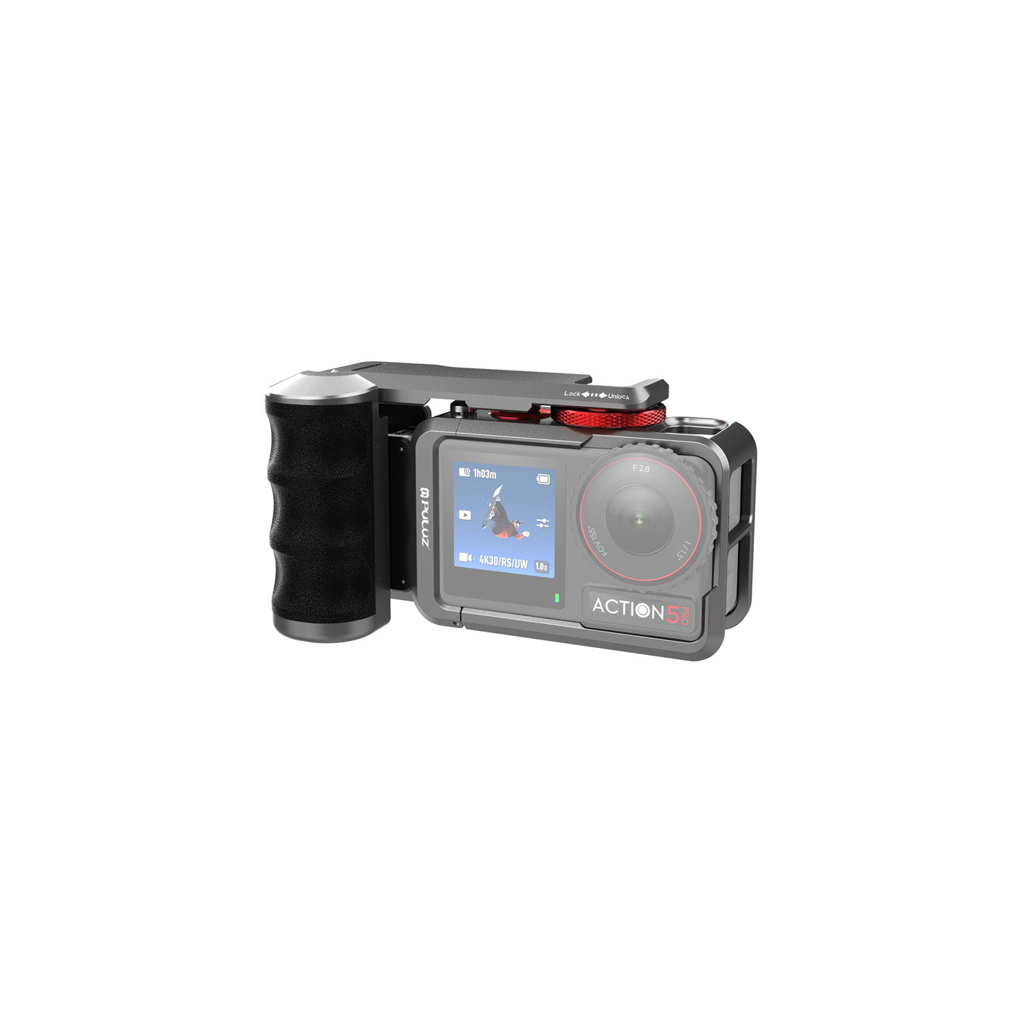 Metal protective case with Puluz handle for DJI Osmo Action 5 Pro / Action 4 / Action 3