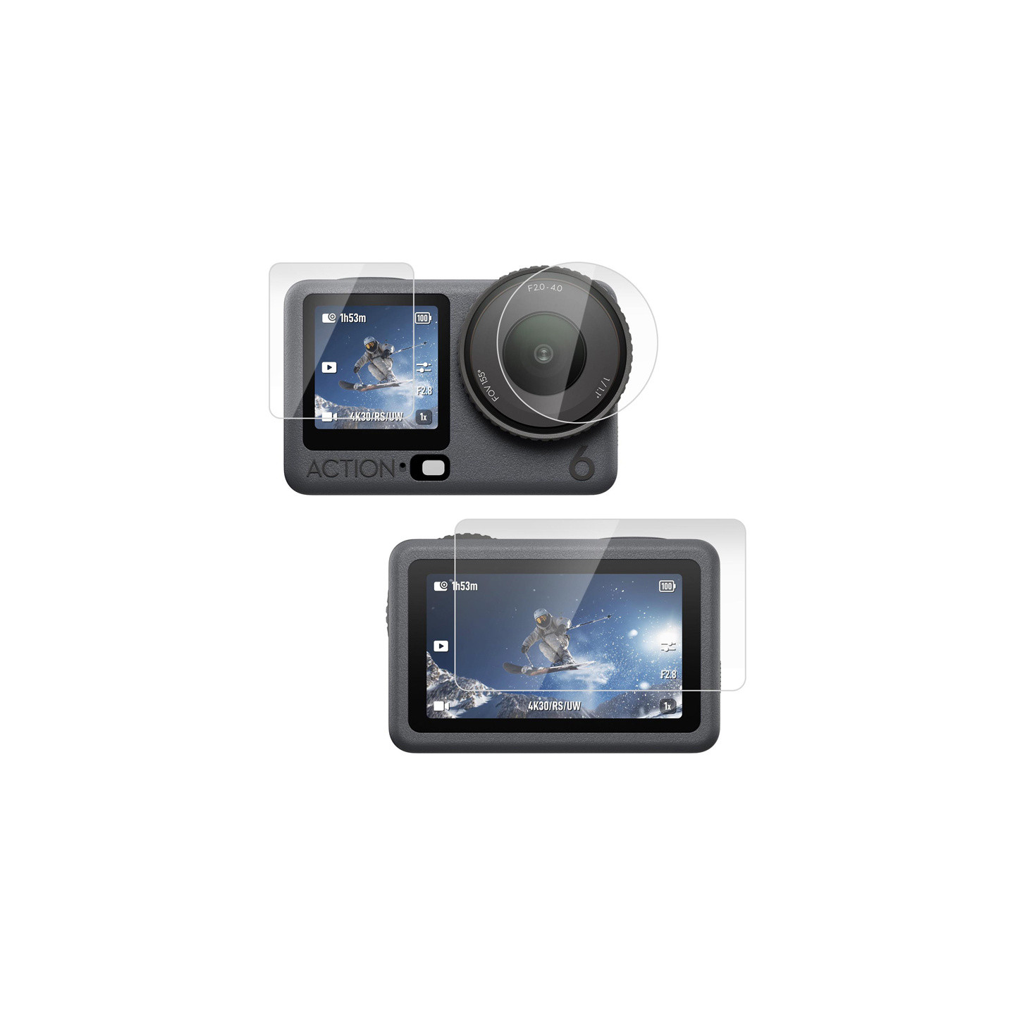 Puluz tempered glass set for DJI Osmo Action 6 (3 pcs).