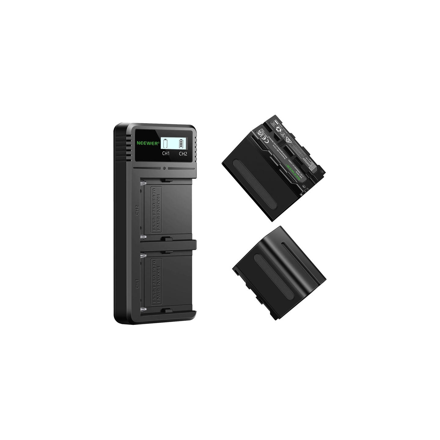 NEEWER 2-Pack Battery Set with Charger