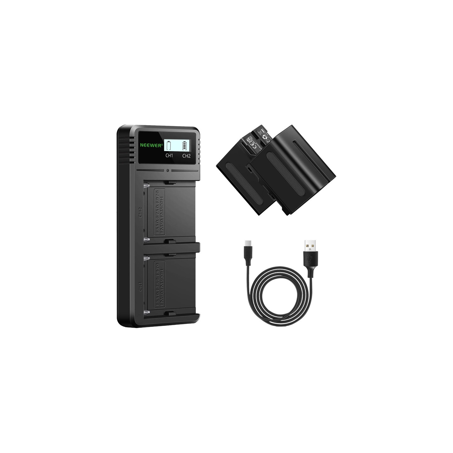 NEEWER 2-Pack Battery Set with Charger