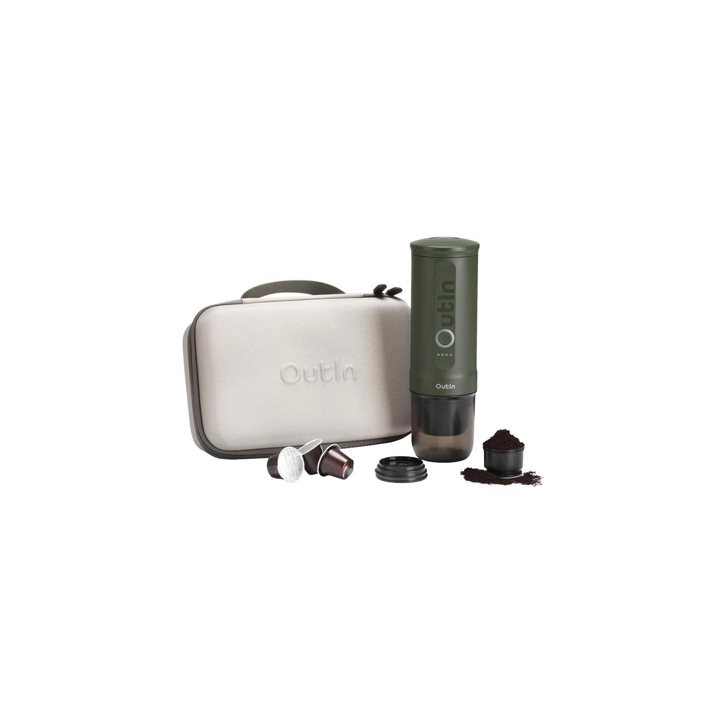 Outin Nano 7500mAh portable coffee maker set (Green) + protective case