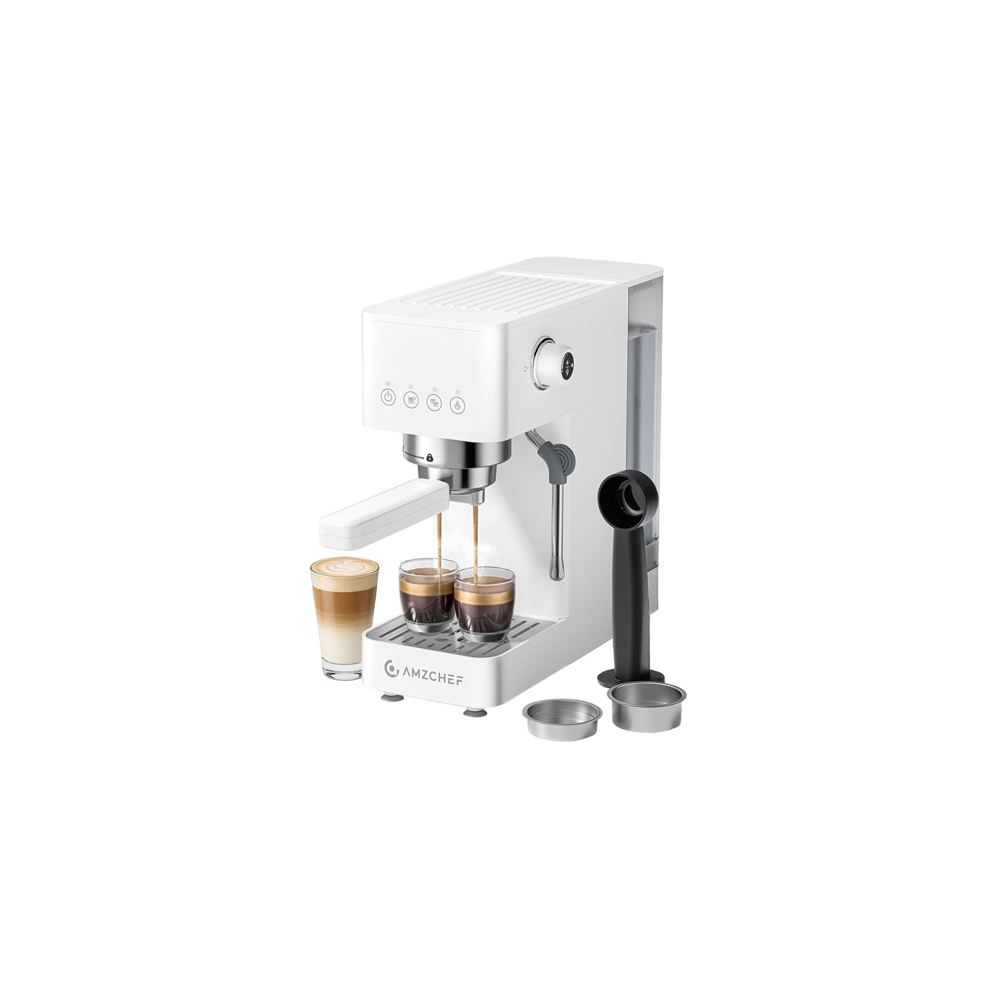 AMZCHEF CE-EM3131-WT Piston Coffee Maker (White)
