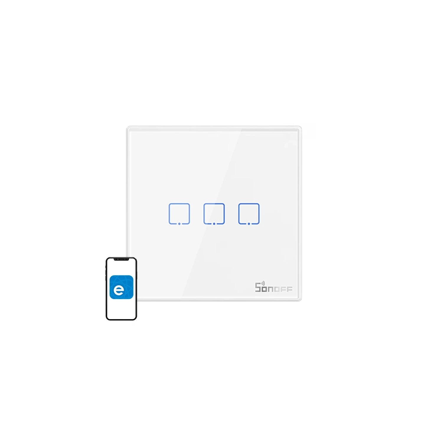 Smart Wireless Wall Switch Sonoff T2EU3C-RF 433MHz (3-channel)