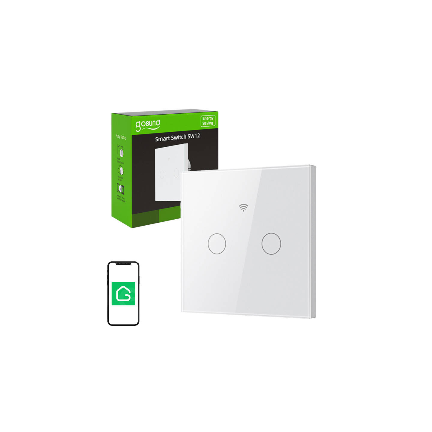 Smart Touch WiFi Light Switch Gosund SLS2 (Optional N, Dual) Tuya