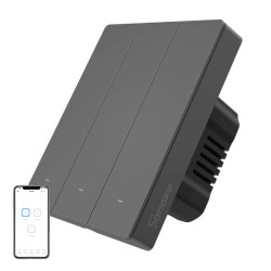 View product Smart WiFi wall switch SONOFF M5-3C-80 (3-channel, for frame, graphite)