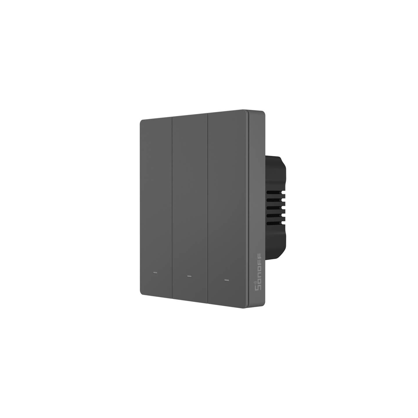 Smart WiFi wall switch SONOFF M5-3C-80 (3-channel, for frame, graphite)