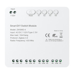 View product 4-channel ZigBee switch module with voltage-free DC 32V contact Avatto ZWSMMD-4-32V