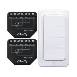 View product Set of 2 WiFi Shutter Controllers for Blinds/Curtains Shelly Shutter + BLU RC Button 4