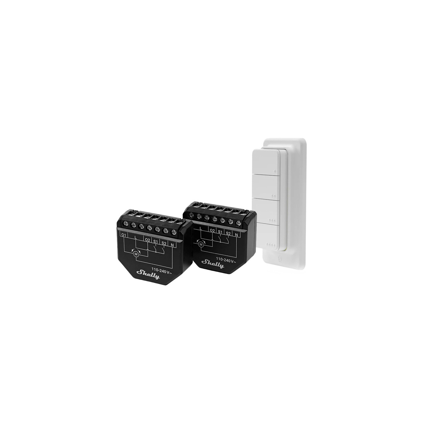 Set of 2 WiFi Shutter Controllers for Blinds/Curtains Shelly Shutter + BLU RC Button 4