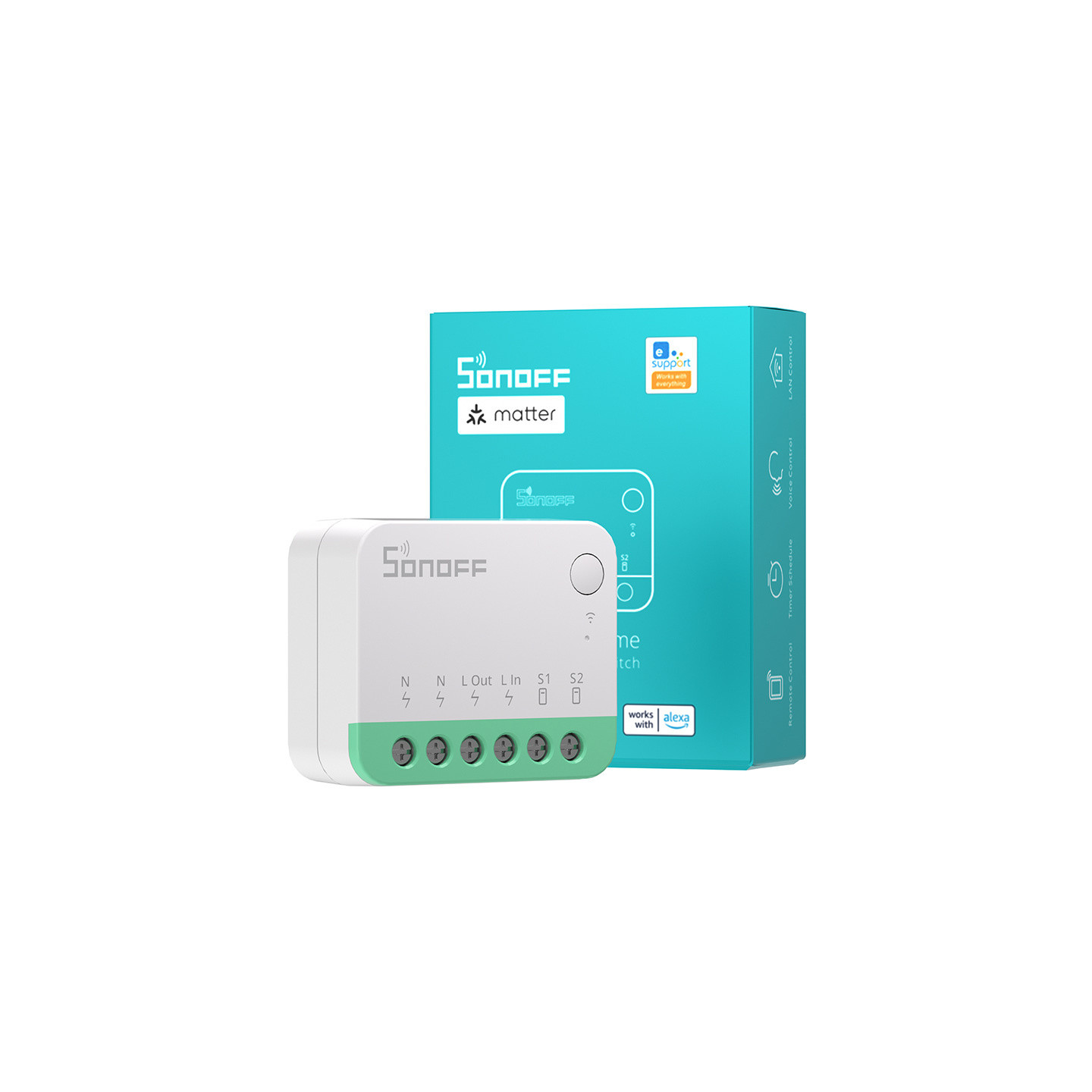Sonoff MINIR4M Matter smart WiFi mini switch (HomeKit, SmartThings, Home Assistant).