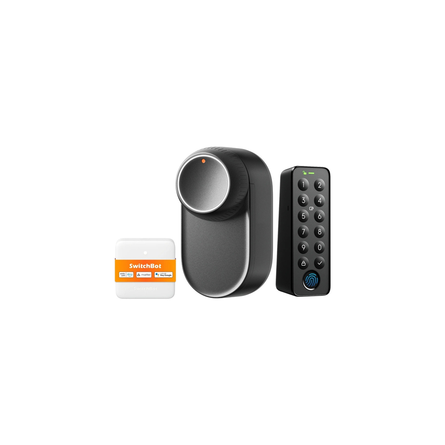 SwitchBot Ultra 3-in-1 smart lock with Hub Mini Matter control panel and Keypad keypad