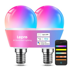 View product LEPRO BP1-2 E14 LED Bulb with Bluetooth and Wi-Fi, 470 lm, 2-pack