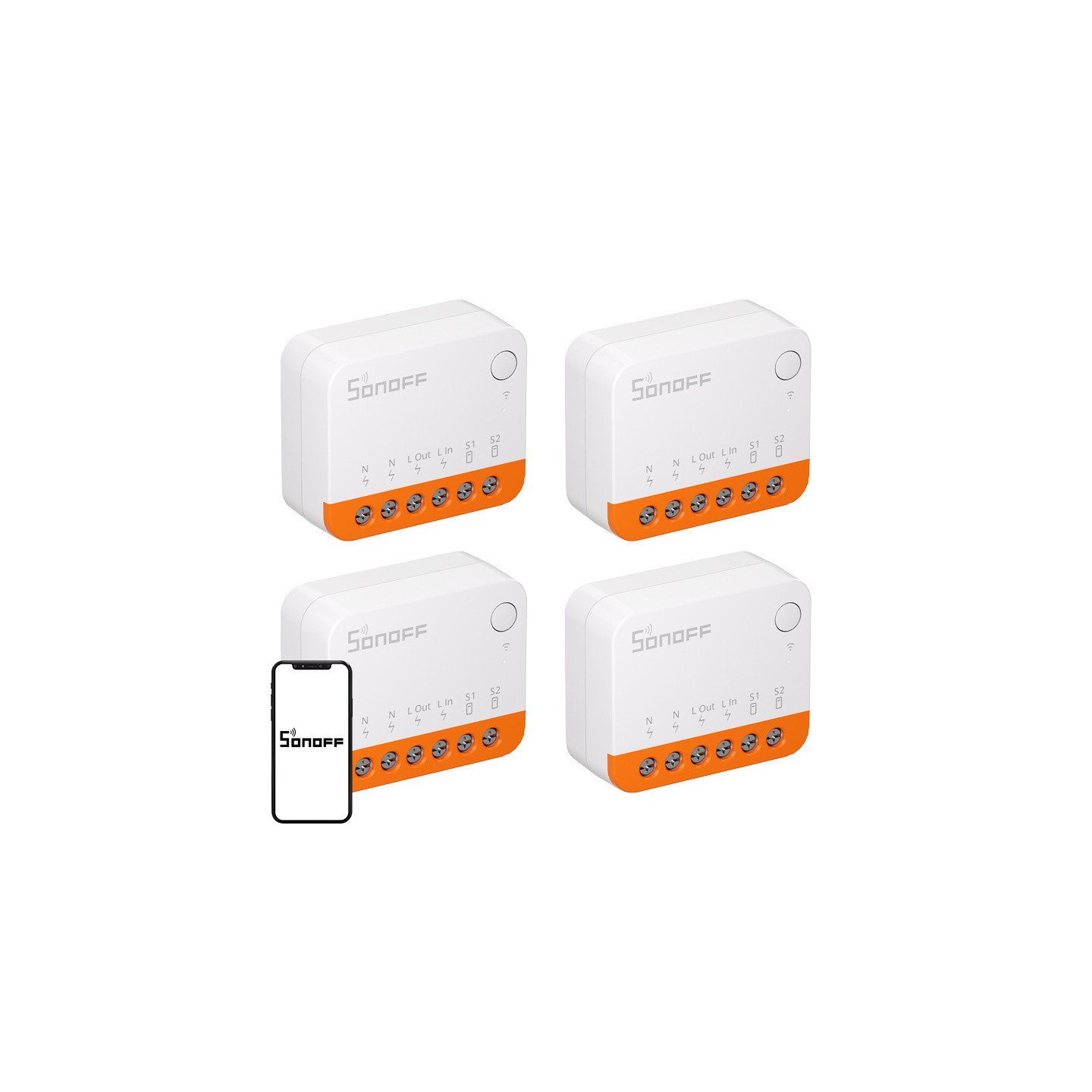 SONOFF MINIR4 (Extreme) Switch, 4-Pack