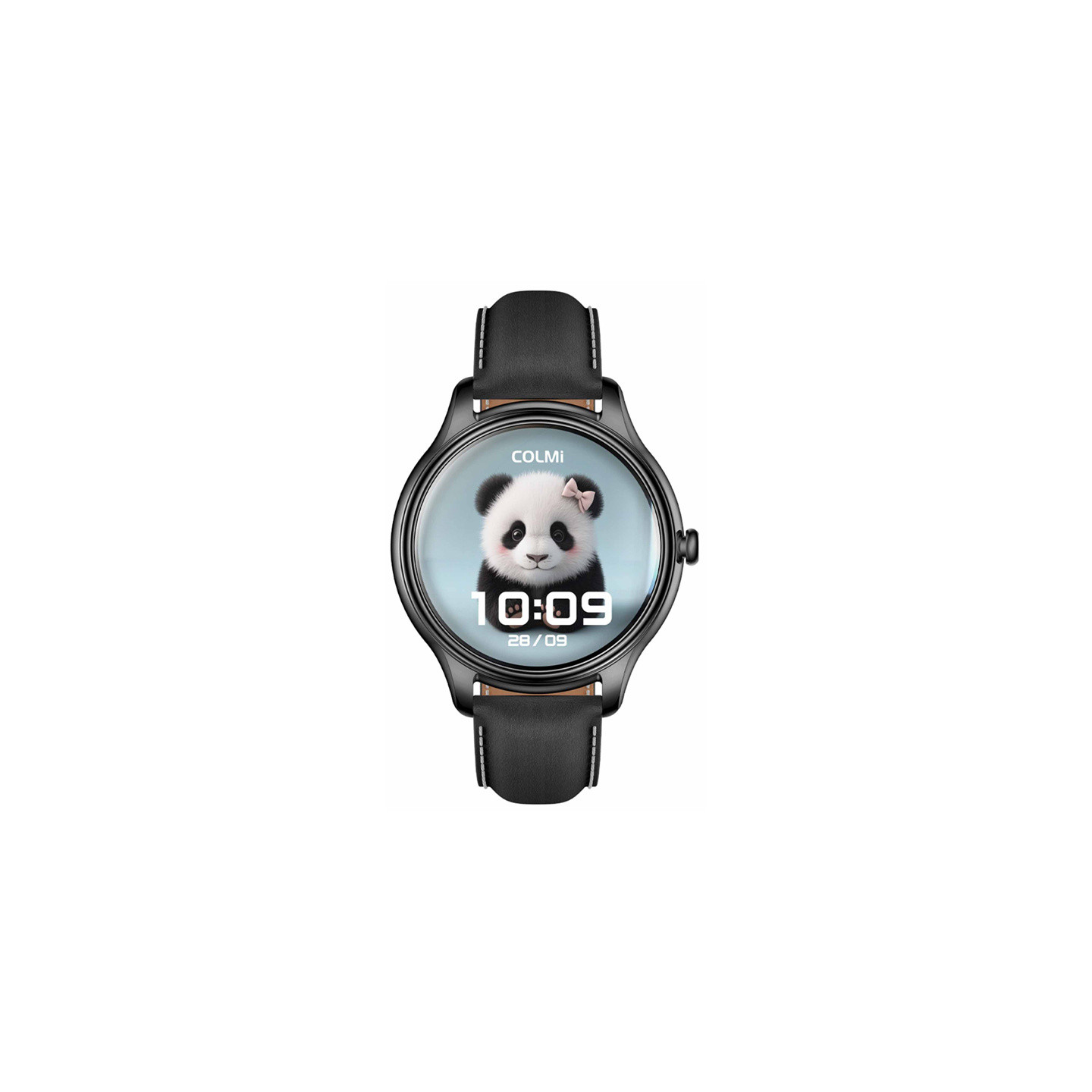 COLMI L28 Smart Watch (black silicone + black leather strap)
