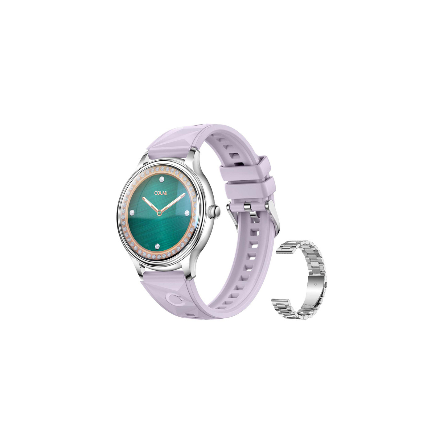 COLMI L28 Smart Watch (Silver-purple + silver steel strap)