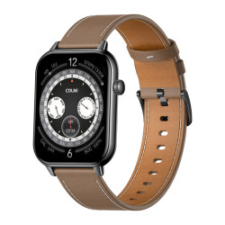 View product COLMI C28 Smartwatch – Black + Brown Leather Strap