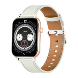 View product COLMI C28 Smartwatch in Gold with a White Leather Strap