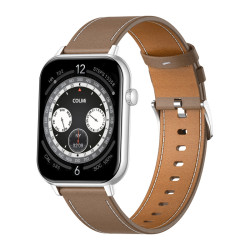 View product COLMI C28 Smartwatch – Silver + Brown Leather Strap