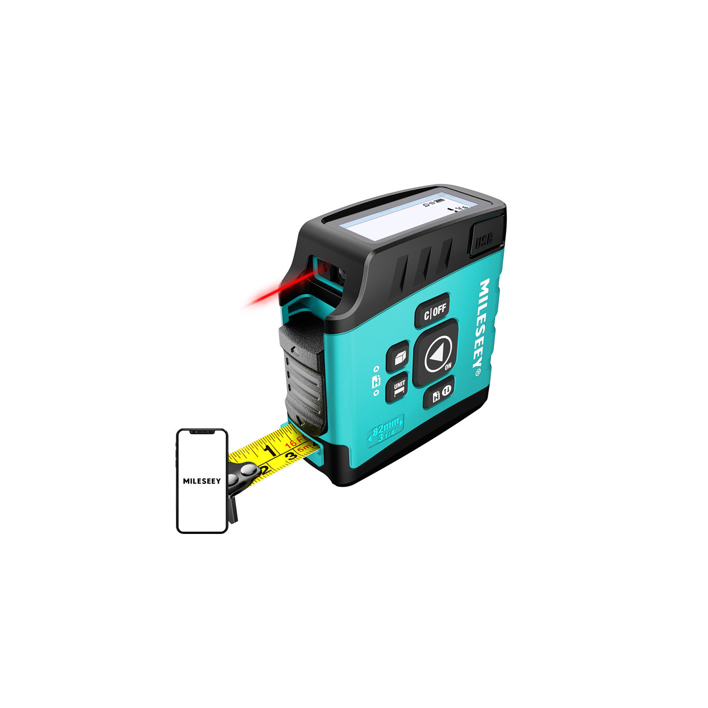 Mileseey DT20 Laser Distance Measurer with a 40-meter measuring tape