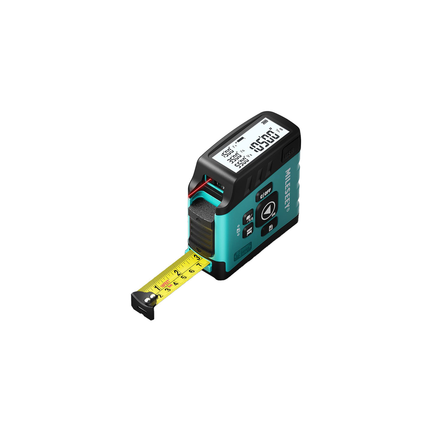 Mileseey DT20 Laser Distance Measurer with a 40-meter measuring tape