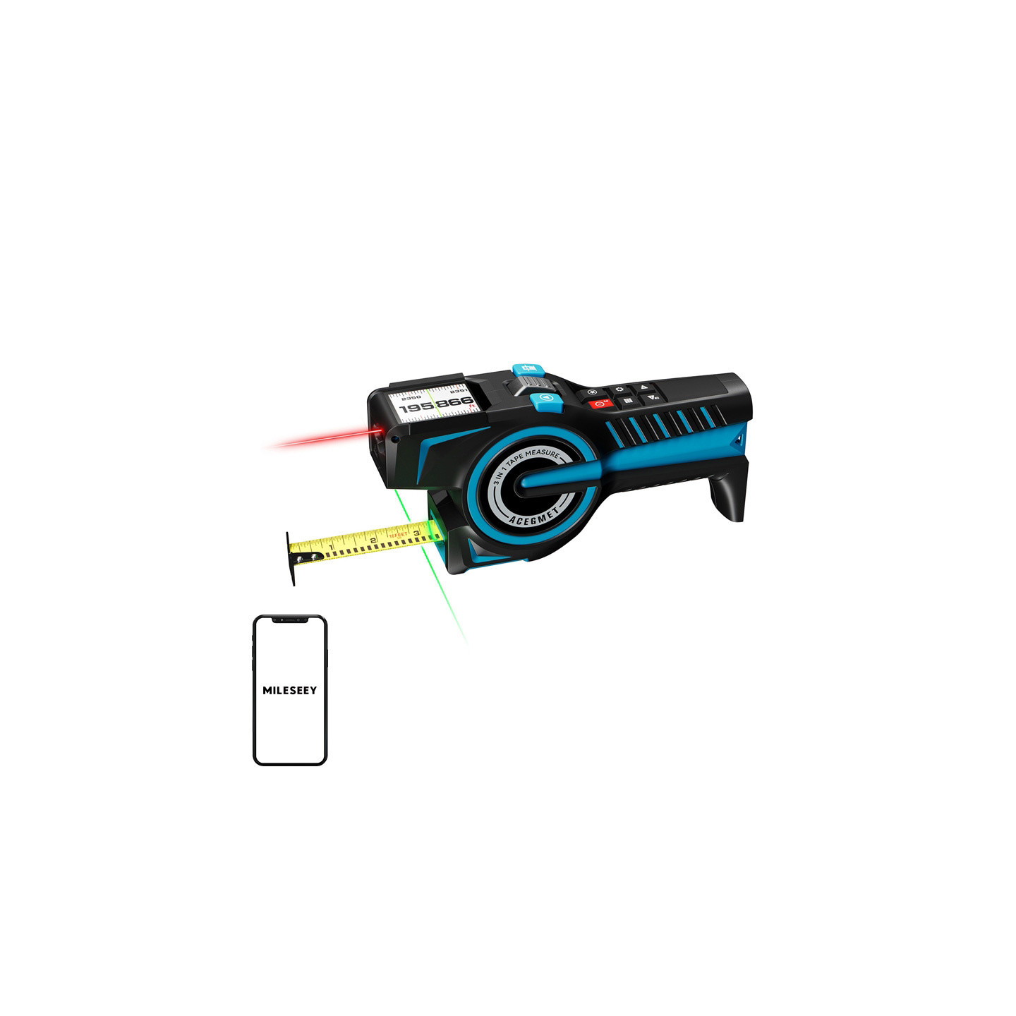 Mileseey DTX 10 Laser Distance Measurer with a 100-meter measuring tape