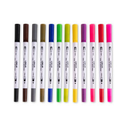 View product LOKLiK Dual Tip Brush Pens - 12 Colors