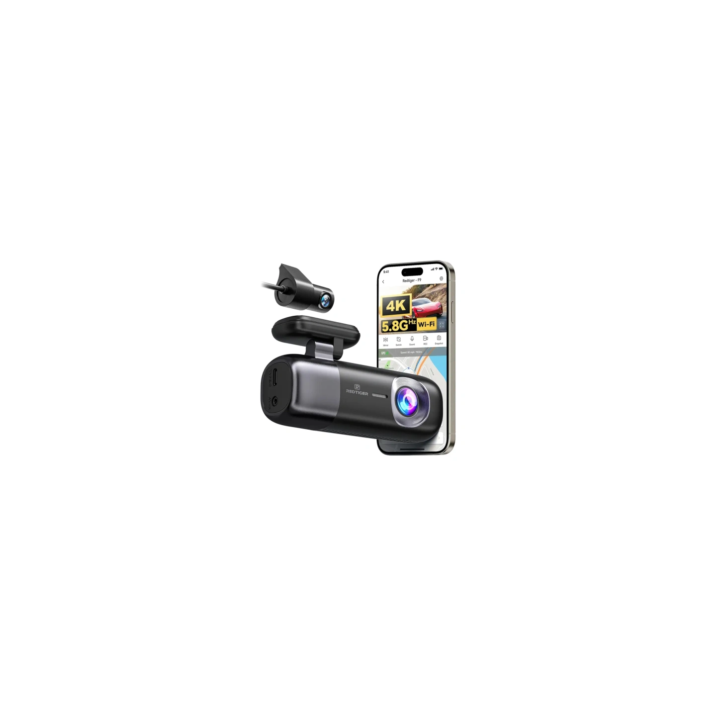 REDTIGER F9 WiFi 4K + 1080p Dash Cam