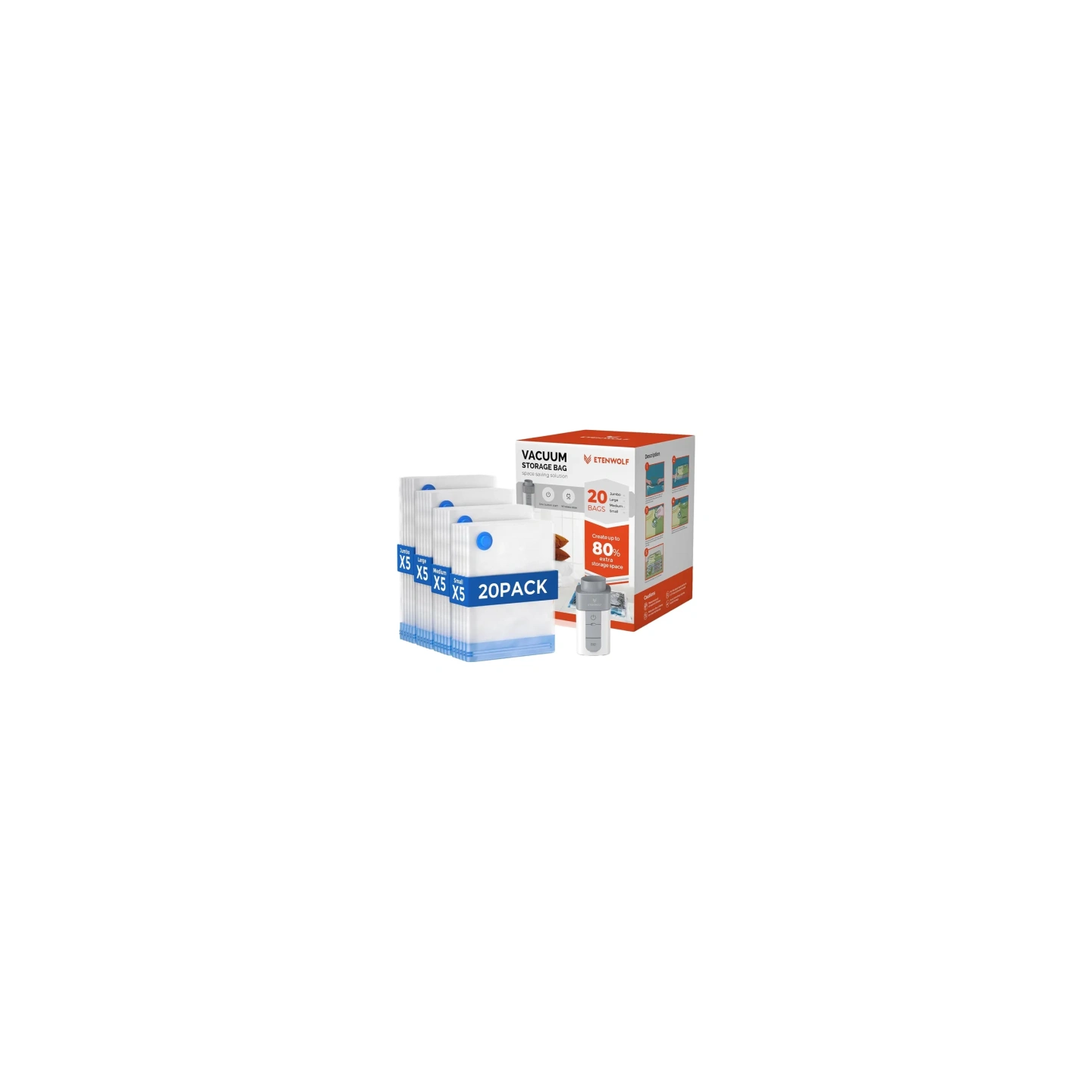 Etenwolf VB03 1500mAh Vacuum Bags with Pump
