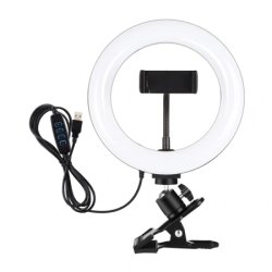 View product Puluz 20 cm Ring Light for Vlogging with Monitor Clip, Phone Holder, and Color Temperature Adjustment (Black)